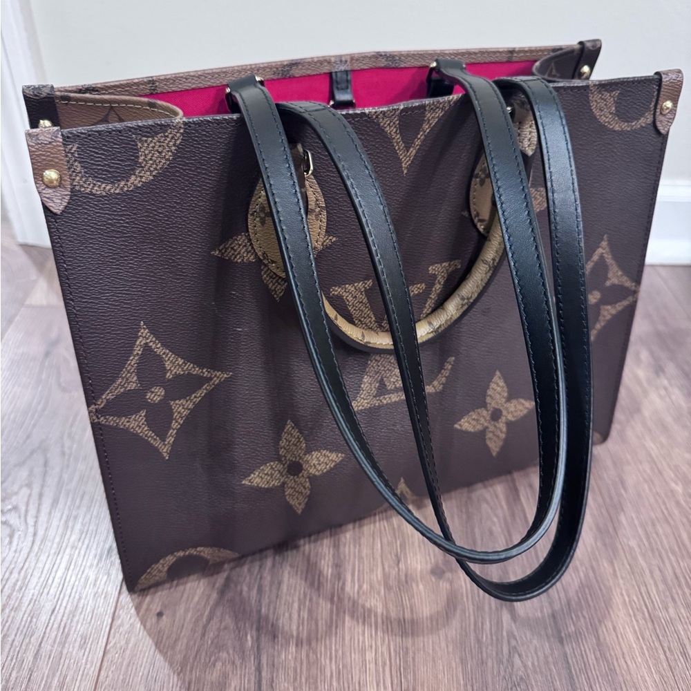 Louis Vuitton Brown Monogram Tote with Black Handles